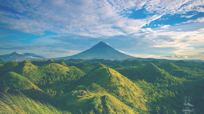 Scenic hills and mountain